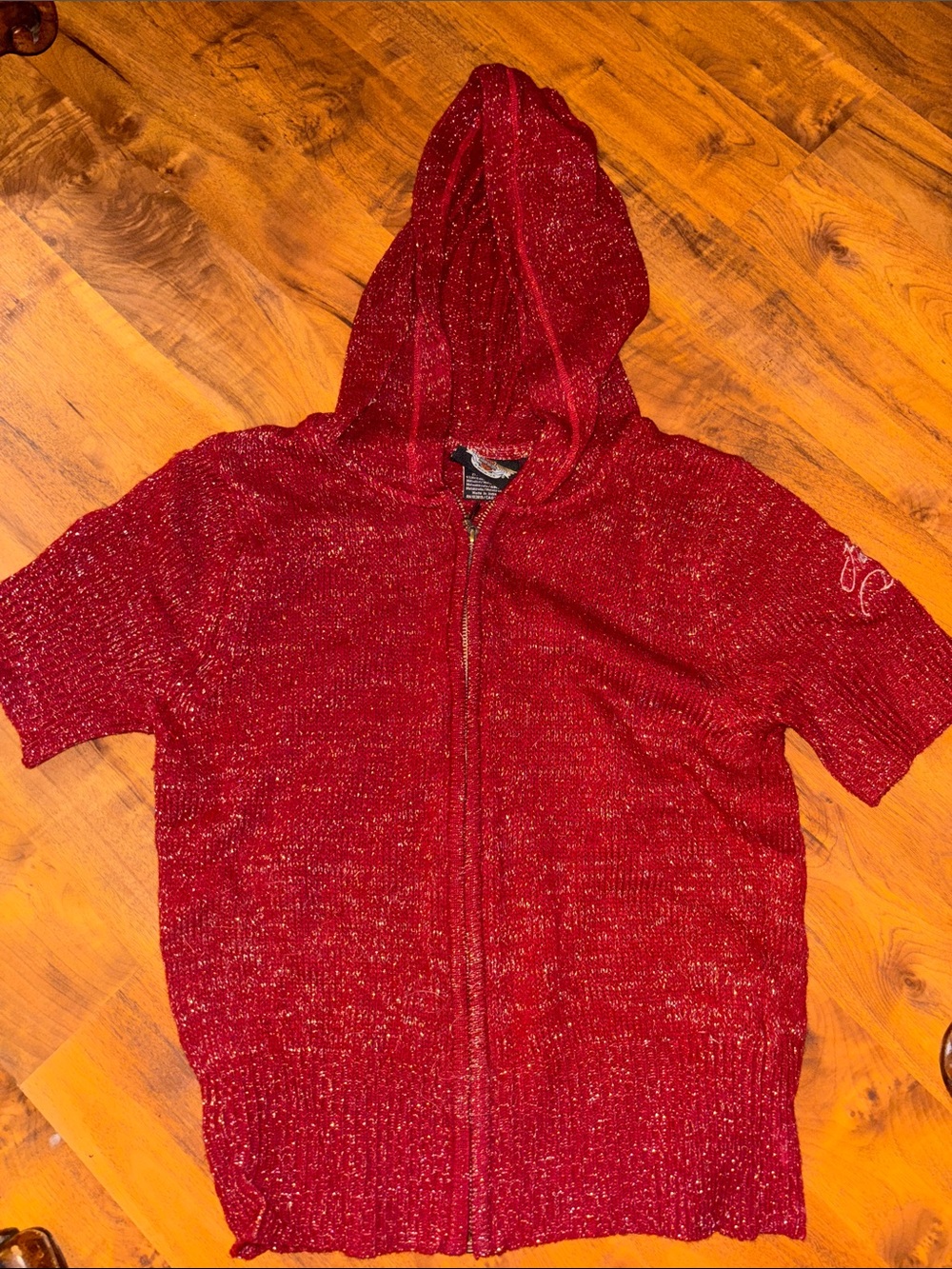 Harley Davidson Women’s Burgundy Short-Sleeve Zip Hoodie Sweater
